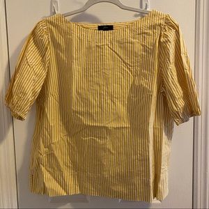 J Crew size M yellow striped puff sleeve top